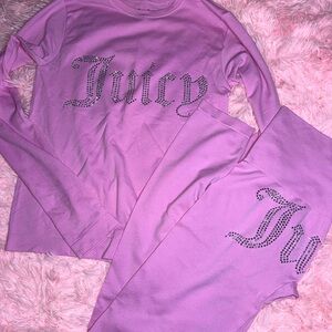 Juicy Couture Light Pink Sleepwear Tee with leggings & Logo Print